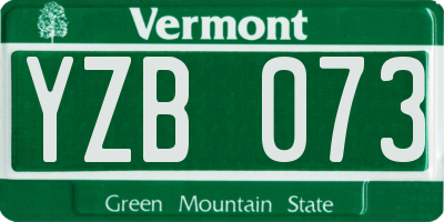 VT license plate YZB073