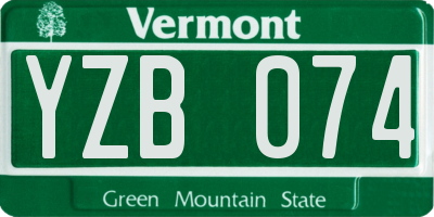 VT license plate YZB074