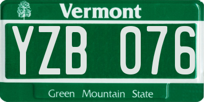 VT license plate YZB076