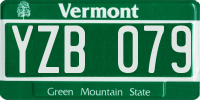 VT license plate YZB079