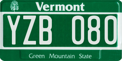 VT license plate YZB080