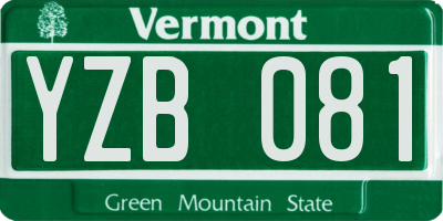 VT license plate YZB081