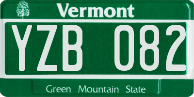 VT license plate YZB082