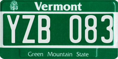 VT license plate YZB083