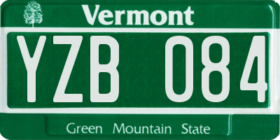 VT license plate YZB084