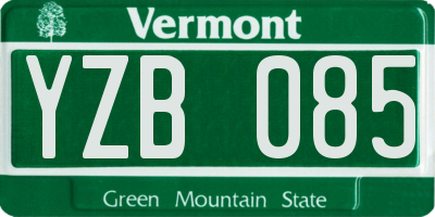 VT license plate YZB085