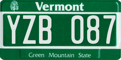 VT license plate YZB087