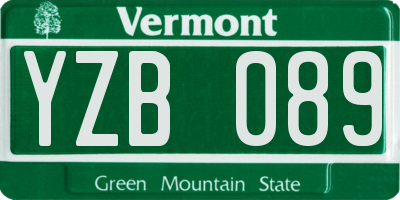 VT license plate YZB089