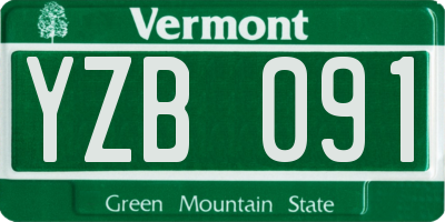 VT license plate YZB091