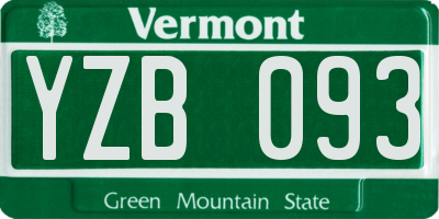 VT license plate YZB093