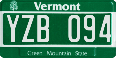 VT license plate YZB094