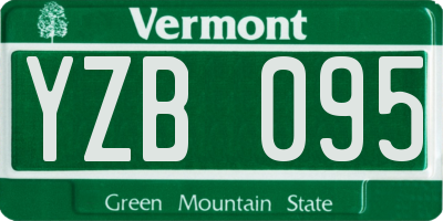 VT license plate YZB095