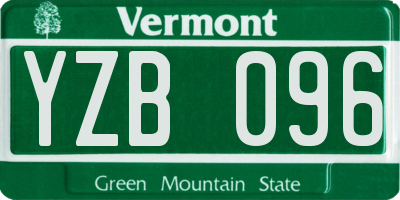 VT license plate YZB096