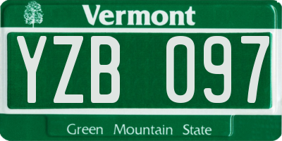 VT license plate YZB097