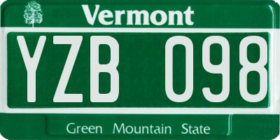 VT license plate YZB098