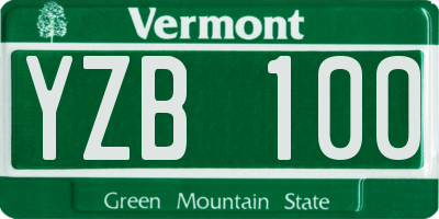 VT license plate YZB100