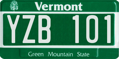 VT license plate YZB101