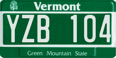 VT license plate YZB104