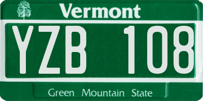 VT license plate YZB108