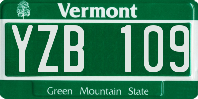 VT license plate YZB109