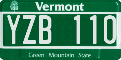 VT license plate YZB110