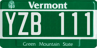 VT license plate YZB111
