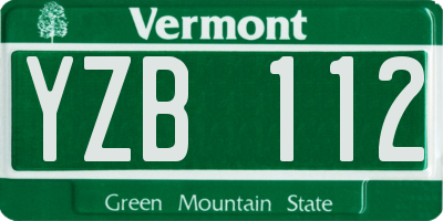 VT license plate YZB112