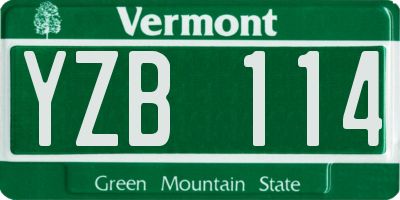 VT license plate YZB114