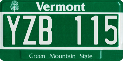 VT license plate YZB115