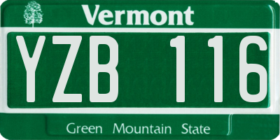 VT license plate YZB116