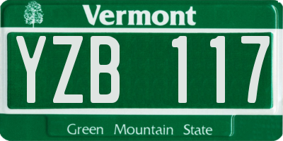 VT license plate YZB117