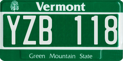 VT license plate YZB118