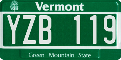 VT license plate YZB119