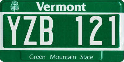 VT license plate YZB121