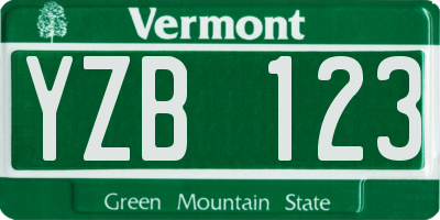 VT license plate YZB123