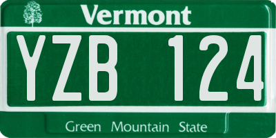 VT license plate YZB124