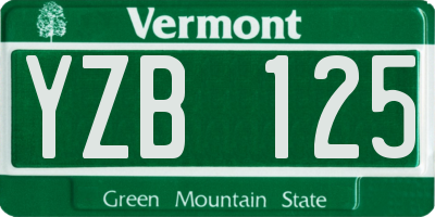 VT license plate YZB125