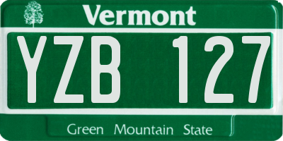 VT license plate YZB127