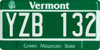 VT license plate YZB132