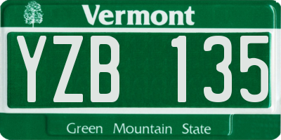 VT license plate YZB135