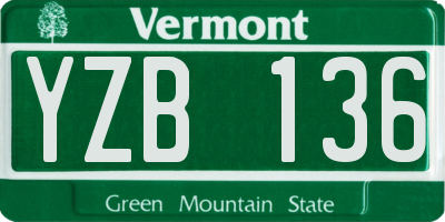 VT license plate YZB136