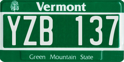 VT license plate YZB137