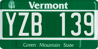 VT license plate YZB139