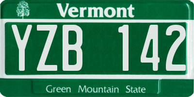 VT license plate YZB142