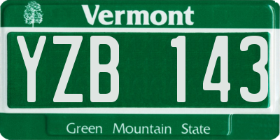 VT license plate YZB143
