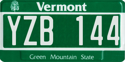 VT license plate YZB144