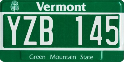 VT license plate YZB145
