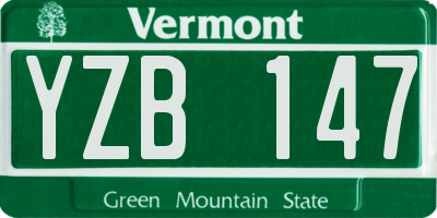 VT license plate YZB147