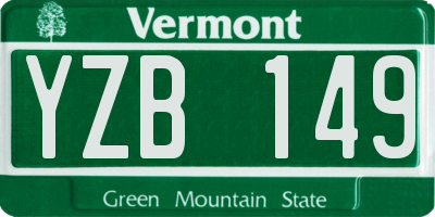 VT license plate YZB149