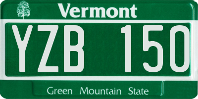 VT license plate YZB150